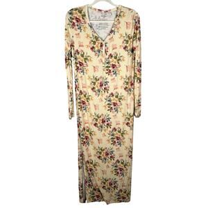 Posh Peanut Floral Long Sleeve Maxi Dress Nightgown Women's Small